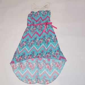 Pink Violet girls hi-low dress, sz L